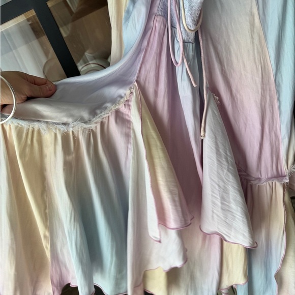 Free people fairy mini dress satin pastel soft flutter lover ruffles  intimately - Picture 12 of 14